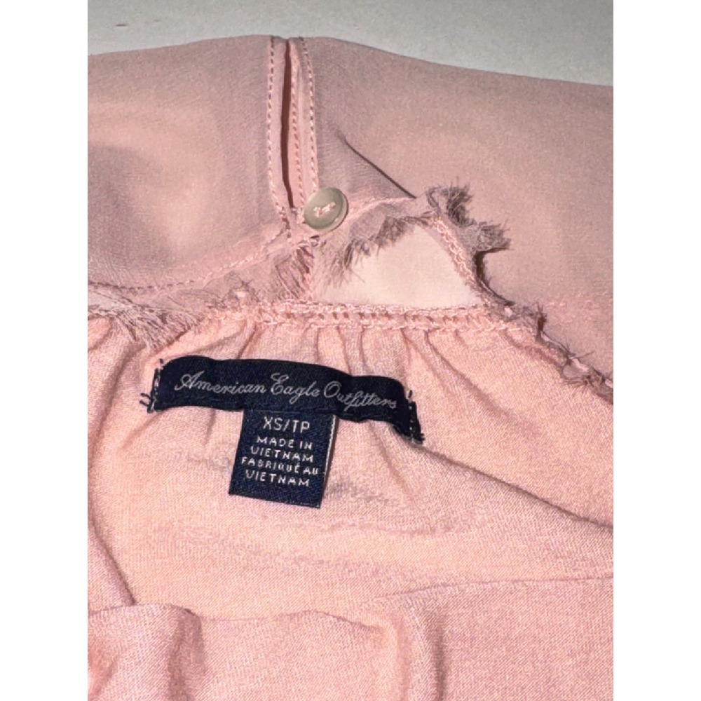 American Eagle Boho Fairycore Pink Lace Mesh Yoke Bubble Hem Tank Top XS NWT - Picture 2 of 6
